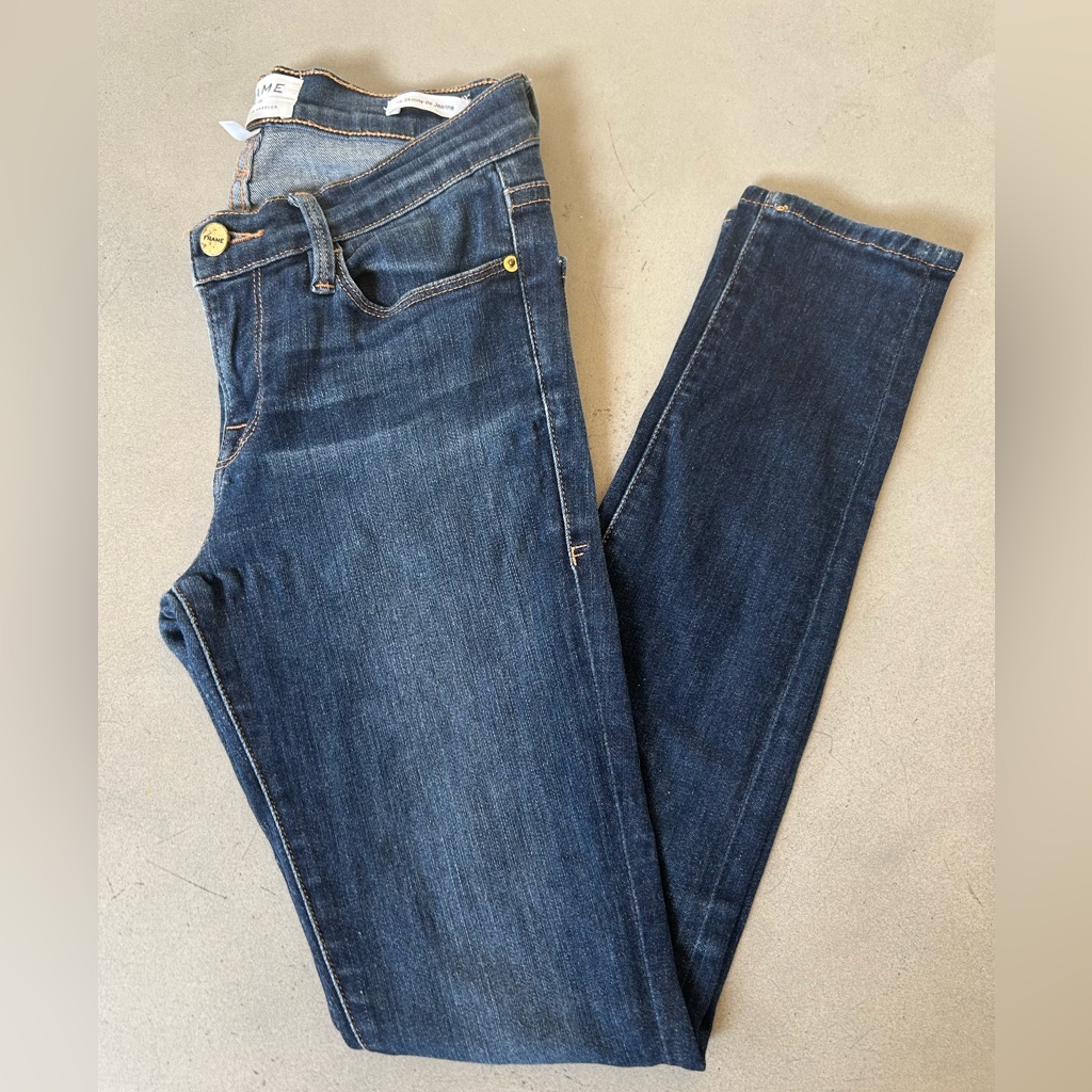 Frame Le High Skinny Jeans Size 25 Light Blue Faded Wash